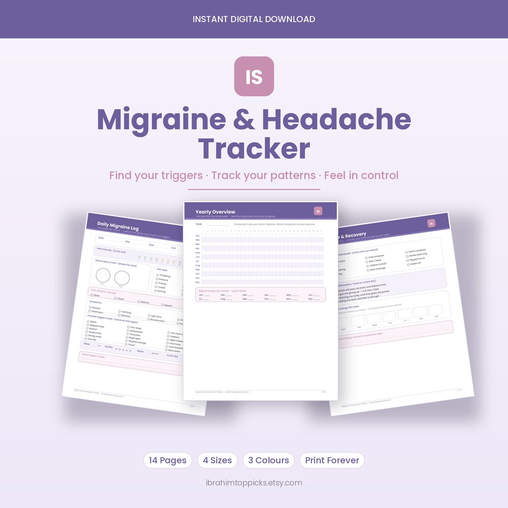 Migraine & Headache Tracker printable