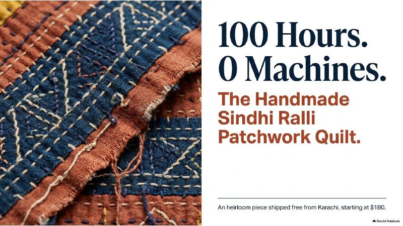 Sindhi Ralli Patchwork Quilt presentation preview