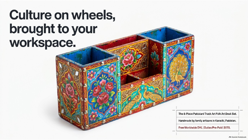 Pakistani Truck Art Desk Gift Set presentation preview